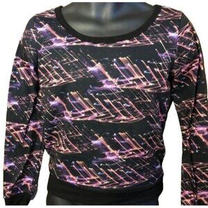 Jessica Simpson black pink sweatshirt long sleeve polyester open back READ